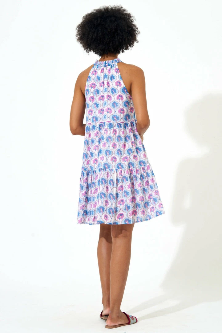 OLIPHANT Sleeveless Tiered Short Dress- Iris Blue 4 OLIPHANT Sleeveless Tiered Short Dress- Iris Blue