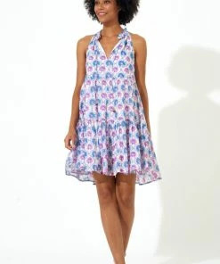 OLIPHANT Sleeveless Tiered Short Dress- Iris Blue 7 OLIPHANT Sleeveless Tiered Short Dress- Iris Blue