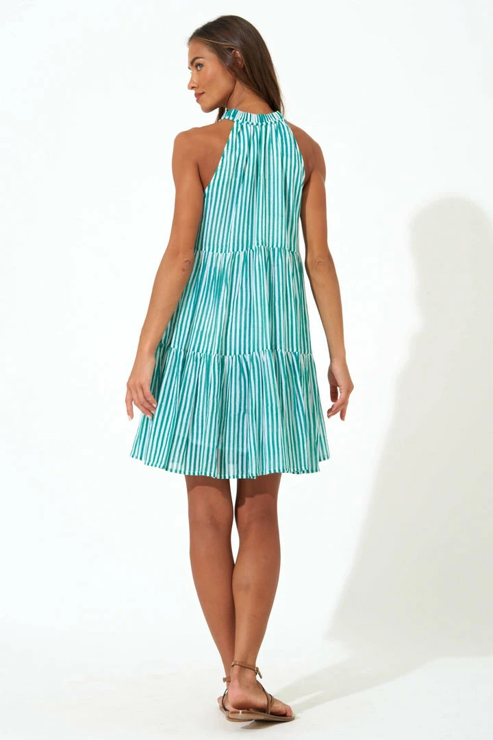 OLIPHANT Sleeveless Tiered Short Dress- Playa Green 4 OLIPHANT Sleeveless Tiered Short Dress- Playa Green