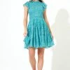 OLIPHANT Smocked Flirty Short Dress- Lisbon Green