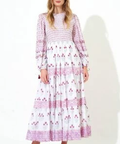 OLIPHANT Smocked Top Maxi- Indica Pink