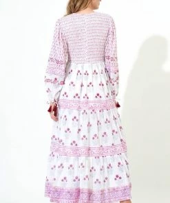 OLIPHANT Smocked Top Maxi- Indica Pink