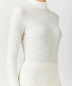 Soft Animal Stretch Rib Mockneck Top