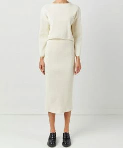 Soft Animal Stretch Rib Midi Skirt WHAT'S HOT