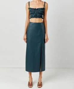 Soft Animal WHAT'S HOT Side Slit Leather Skirt