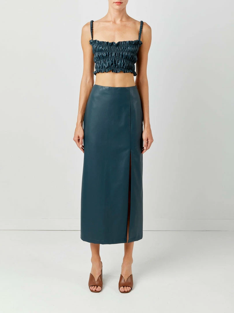 Soft Animal WHAT'S HOT Side Slit Leather Skirt 3 Soft Animal WHAT'S HOT Side Slit Leather Skirt