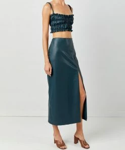 Soft Animal WHAT'S HOT Leather Smocked Top