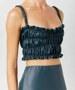 Soft Animal WHAT'S HOT Leather Smocked Top