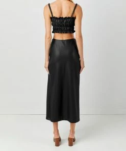 Soft Animal WHAT'S HOT Side Slit Leather Skirt