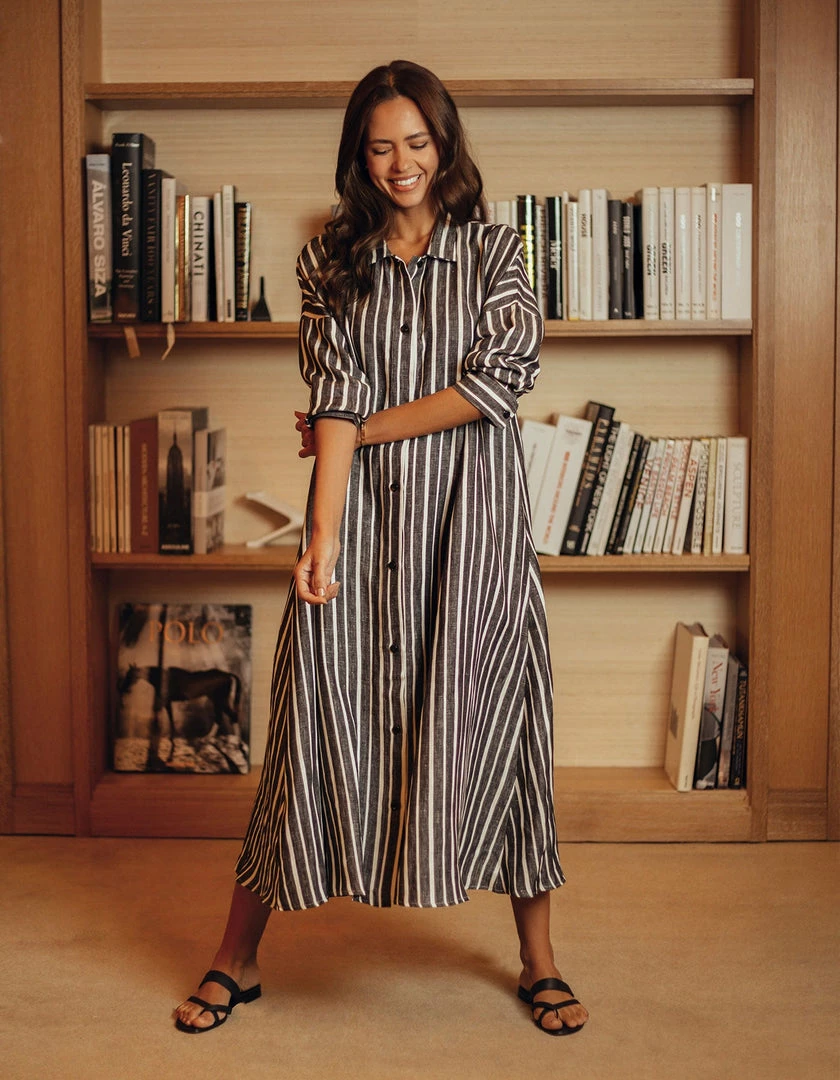 Daphne Wilde Stella In Black And White Striped Linen 3 Daphne Wilde Stella In Black And White Striped Linen