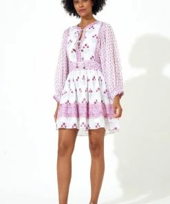 OLIPHANT Tie Front Balloon Sleeve- Indica Pink