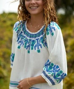 The Coast Brand Tokeneke Top - Blue/Green/Denim