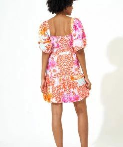 OLIPHANT Bubble Skirt Mini Dress- Antigua Orange