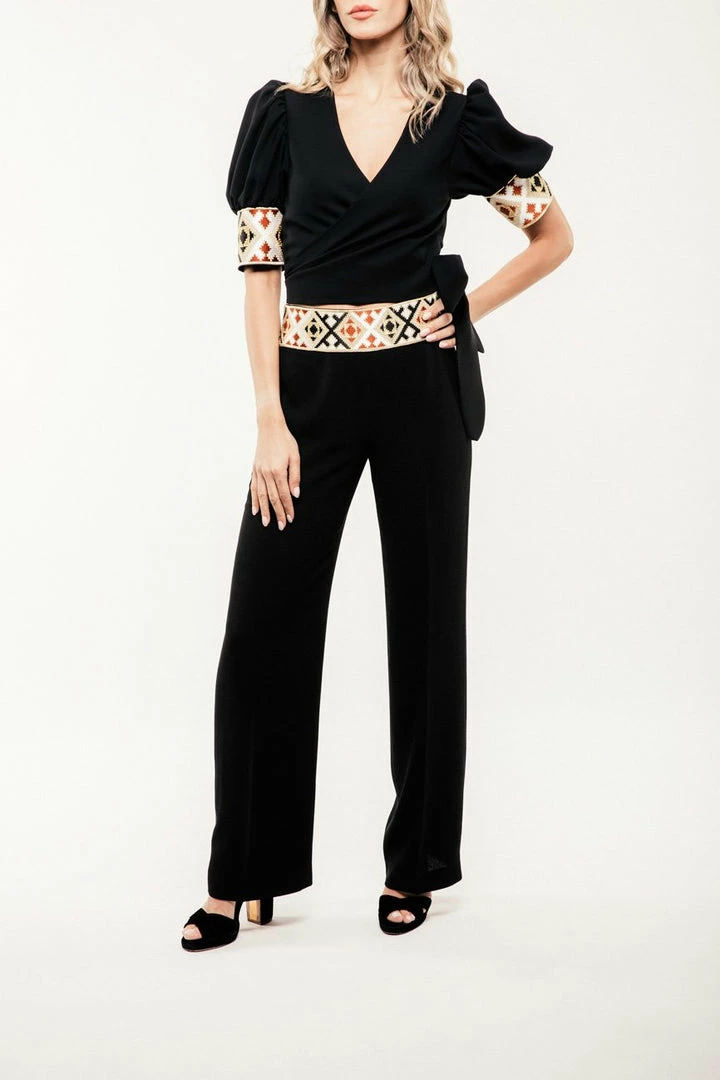 RosewaterHouse Embroidered Kaveh Straight Leg Pant - Black 3 RosewaterHouse Embroidered Kaveh Straight Leg Pant - Black
