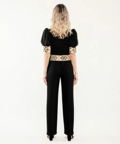 RosewaterHouse Embroidered Kaveh Straight Leg Pant - Black 10 RosewaterHouse Embroidered Kaveh Straight Leg Pant - Black