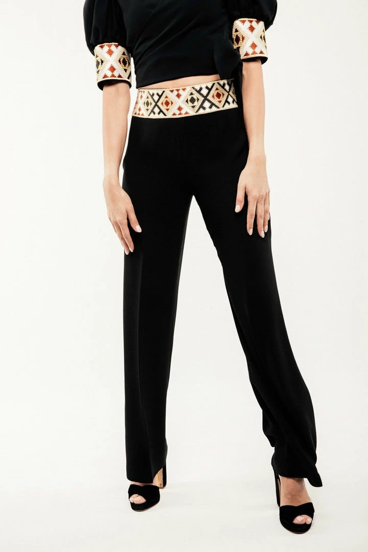 RosewaterHouse Embroidered Kaveh Straight Leg Pant - Black 5 RosewaterHouse Embroidered Kaveh Straight Leg Pant - Black