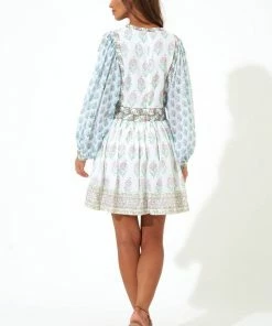 OLIPHANT Tie Front Balloon Sleeve- Clover Mauve