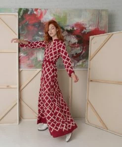 De Castro Red Rhombus Dress