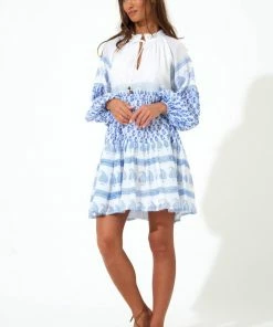 OLIPHANT Balloon Sleeve Short- Flora Blue