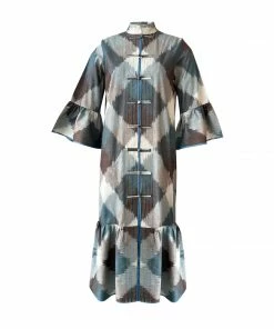 De Castro Blue Check Dragon Dress