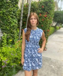 The Kemble Shop WHAT'S HOT Paisley Palm Navy Phoebe Dress