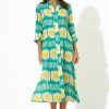 OLIPHANT Shirt Dress Midi- Ikat Green