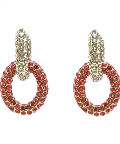 QuayL WHAT'S HOT Double Chain Link Hoop - Crystal/Coral Crystal