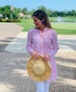 The Kemble Shop Light Pink Heart Palm Beach Tunic