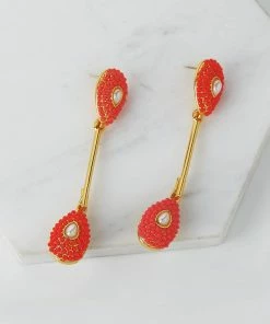 QuayL Double Teardrop Drop Earrings - Blue