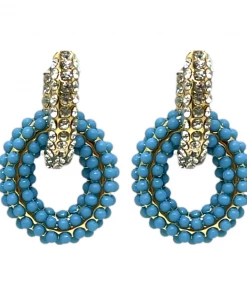 QuayL WHAT'S HOT Double Chain Link Hoop - Crystal/Turquoise