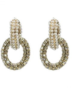 QuayL WHAT'S HOT Double Chain Link Hoop - Pearl/ Crystal