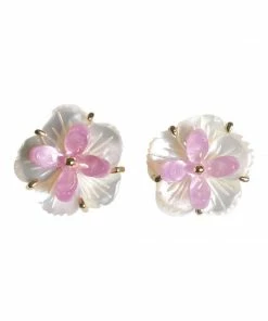 QuayL Flower And Resin Stud Earrings - Lavender
