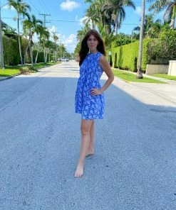 The Kemble Shop Blue And White Phoebe Dress