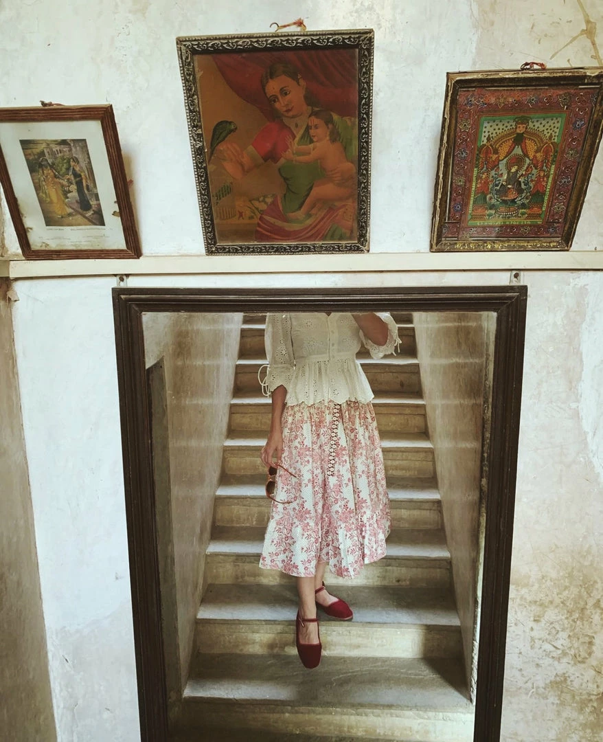 Daydress Frill Skirt In Cerise Chintz Trail 5 Daydress Frill Skirt In Cerise Chintz Trail