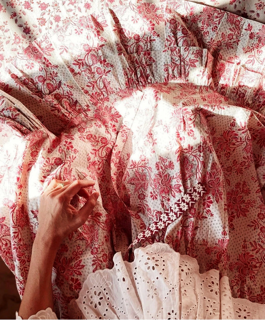 Daydress Frill Skirt In Cerise Chintz Trail 6 Daydress Frill Skirt In Cerise Chintz Trail