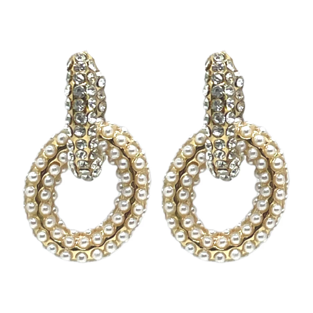 QuayL Double Chain Link Hoop - Crystal/Pearl 3 QuayL Double Chain Link Hoop - Crystal/Pearl