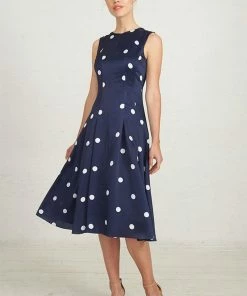 Molly Moorkamp Jori Dress, Racing Dot, Deep Ocean Navy-White CLOTHING