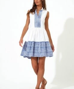OLIPHANT Yoke Dress- Mykonos Blue