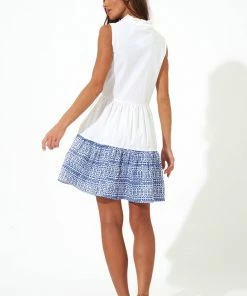 OLIPHANT Yoke Dress- Mykonos Blue