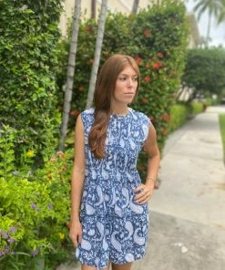The Kemble Shop WHAT'S HOT Paisley Palm Navy Phoebe Dress