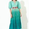 OLIPHANT Puff V-Neck Maxi- Ombre Green