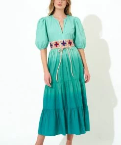 OLIPHANT Puff V-Neck Maxi- Ombre Green
