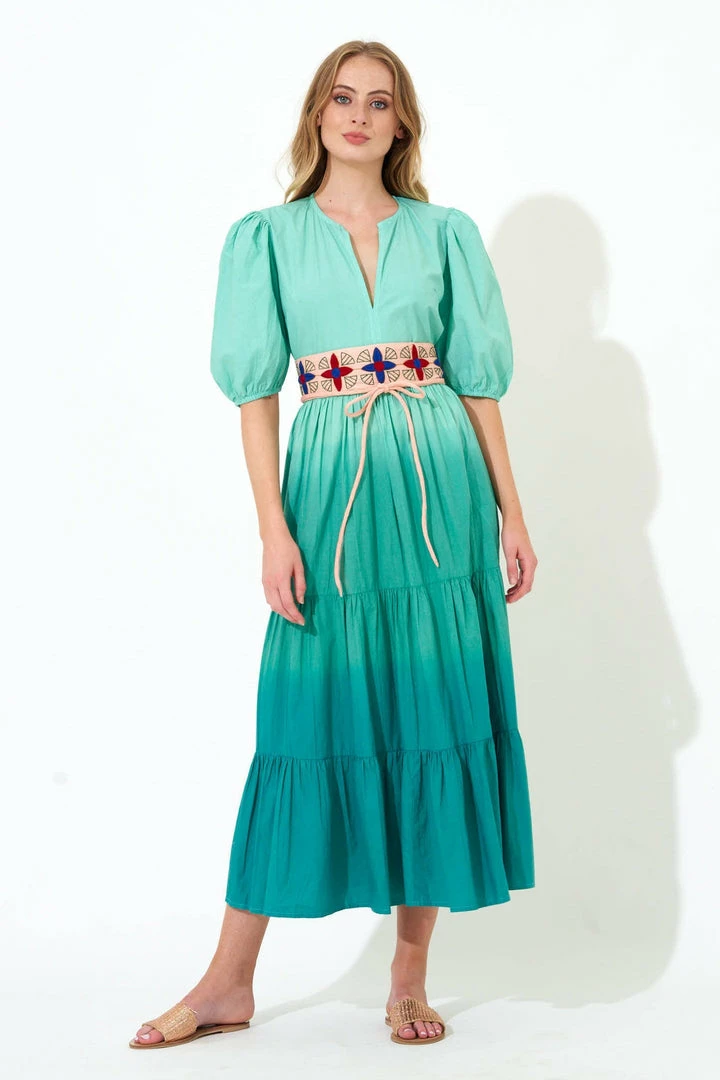 OLIPHANT Puff V-Neck Maxi- Ombre Green 3 OLIPHANT Puff V-Neck Maxi- Ombre Green