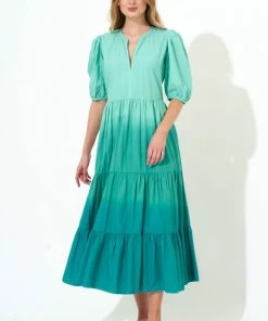 OLIPHANT Puff V-Neck Maxi- Ombre Green 7 OLIPHANT Puff V-Neck Maxi- Ombre Green