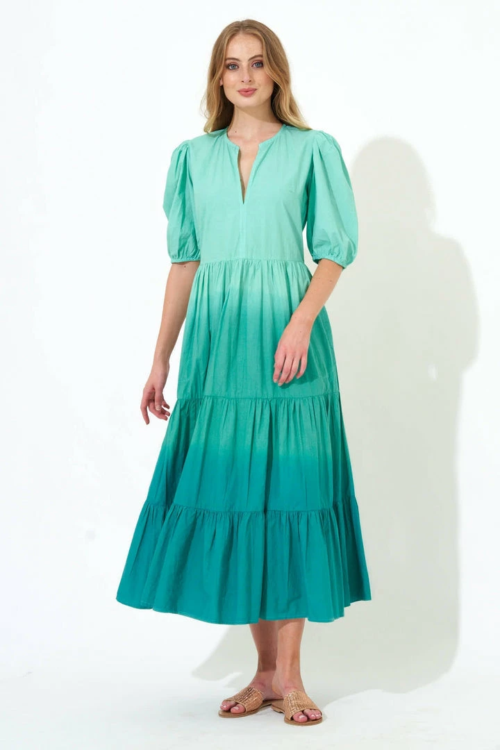 OLIPHANT Puff V-Neck Maxi- Ombre Green 4 OLIPHANT Puff V-Neck Maxi- Ombre Green
