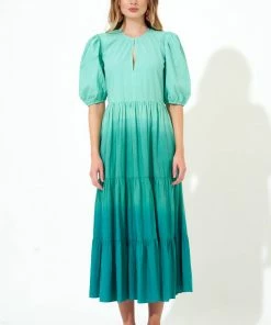 OLIPHANT Puff V-Neck Maxi- Ombre Green 8 OLIPHANT Puff V-Neck Maxi- Ombre Green