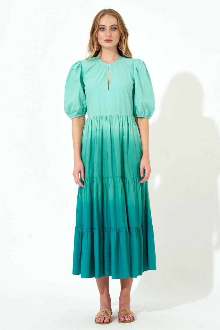 OLIPHANT Puff V-Neck Maxi- Ombre Green 5 OLIPHANT Puff V-Neck Maxi- Ombre Green