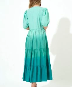 OLIPHANT Puff V-Neck Maxi- Ombre Green 9 OLIPHANT Puff V-Neck Maxi- Ombre Green