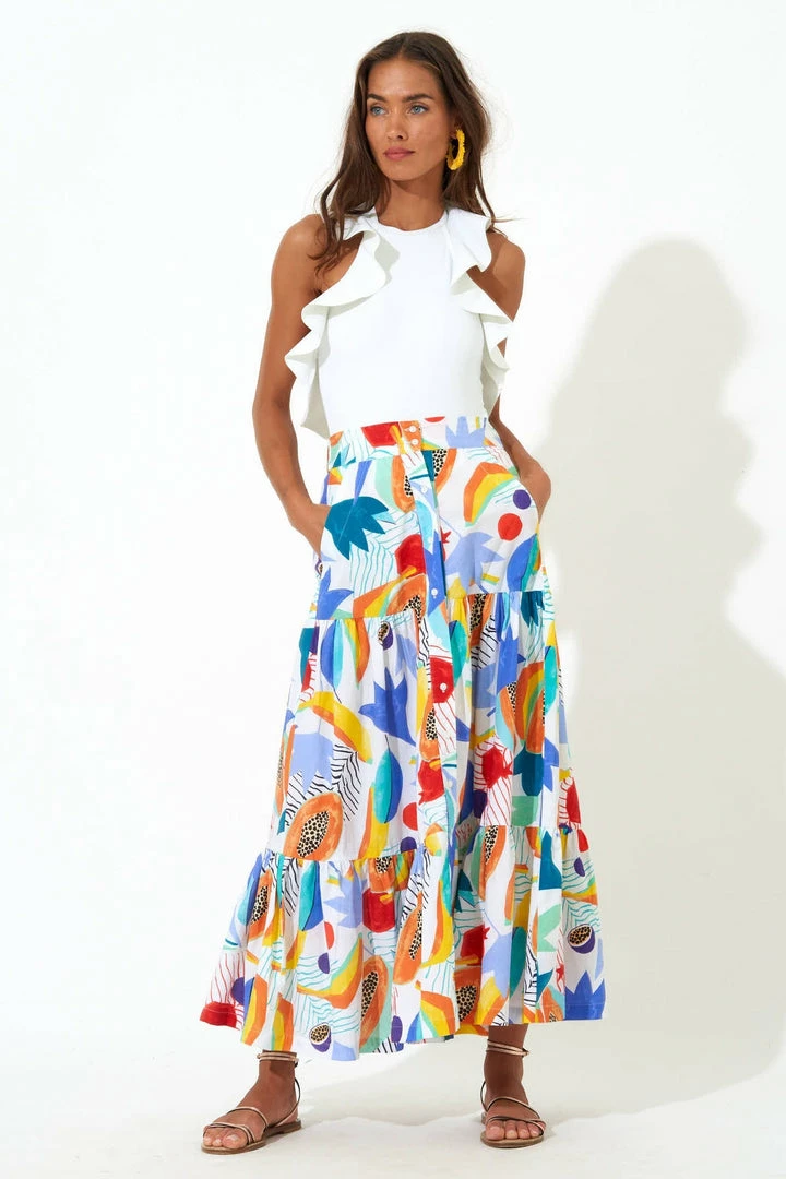 OLIPHANT Button Front Skirt- Papaya Yellow 5 OLIPHANT Button Front Skirt- Papaya Yellow