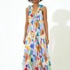 OLIPHANT Ruffle V-Neck Maxi- Papaya Yellow